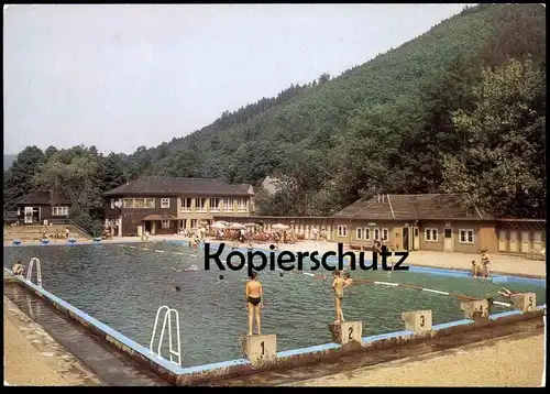 ÄLTERE POSTKARTE LEUTENBERG FREIBAD outdoor swimming pool piscine en plein air Thüringen AK Ansichtskarte cpa postcard
