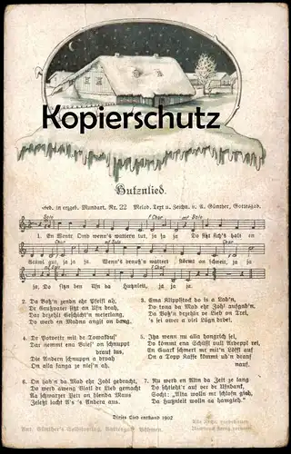 ALTE POSTKARTE ANTON GÜNTHER GOTTESGAB HUTZNLIED LIEDERKARTE Nr. 22 music song musique Ansichtskarte AK postcard cpa
