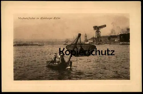 ALTE POSTKARTE HAMBURGER HAFEN WURFNETZFISCHER FISCHER Hamburg pecheur fishing fisher Ansichtskarte AK cpa postcard