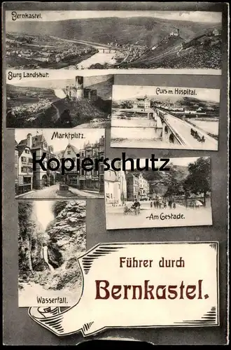 ALTE POSTKARTE FÜHRER DURCH BERNKASTEL SYSTEMKARTE Leporello Berncastel Bernkastel-Kues carte à systeme cpa postcard