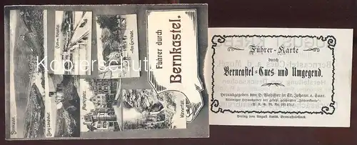 ALTE POSTKARTE FÜHRER DURCH BERNKASTEL SYSTEMKARTE Leporello Berncastel Bernkastel-Kues carte à systeme cpa postcard
