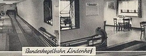 ALTE POSTKARTE WARSTEIN BUNDESKEGELBAHN LINDENHOF Kegel kegeln jeu de quilles quille ninepins Ansichtskarte cpa postcard