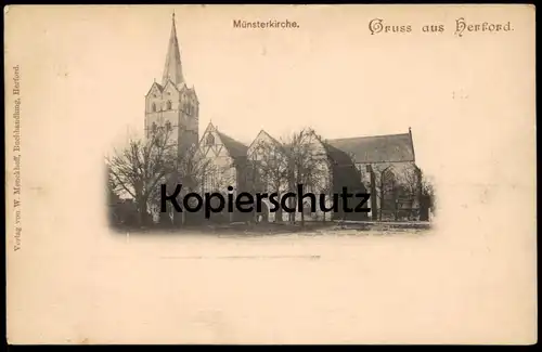 ALTE POSTKARTE GRUSS AUS HERFORD MÜNSTERKIRCHE VERLAG W. MENCKHOFF Kirche church église Ansichtskarte AK cpa postcard