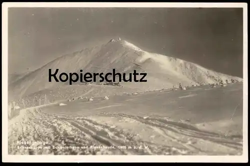 ALTE POSTKARTE SCHNEEKOPPE SCHLESIERHAUS RIESENBAUDE RIESENGEBIRGE Snezka Sniezka Krkonose Karkonosze Sudeten postcard