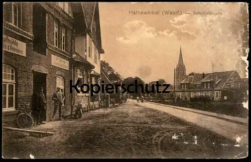 ALTE POSTKARTE HARSEWINKEL WESTFALEN BAHNHOFSTRASSE GASMÜHLE SEPPELFRICKE & VIEHMEYER Ansichtskarte AK postcard cpa