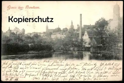 ALTE POSTKARTE GRUSS AUS BAUTZEN 1899 Totalansicht Gesamtansicht Total Sachsen AK Ansichtskarte postcard cpa