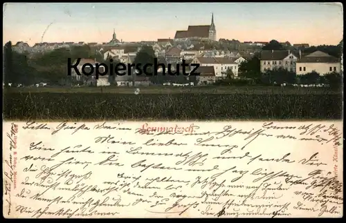 ALTE POSTKARTE LOMMATZSCH PANORAMA 1900 Sachsen Handkolorierte Künstlerkarte Wäsche clothes Ansichtskarte postcard cpa