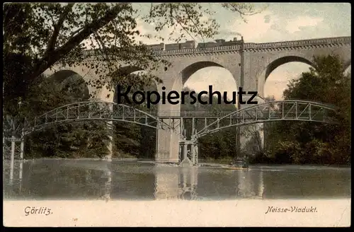 ALTE POSTKARTE GÖRLITZ NEISSE-VIADUKT MIT DAMPFLOK Steam train Lokomotive locomotive à vapeur Zgorzelec Zhorjelc cpa AK