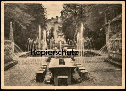 ALTE POSTKARTE SCHLOSS HELLBRUNN BEI SALZBURG FÜRSTENTISCH Lustschloss Springbrunnen fountain fontaine AK cpa postcard