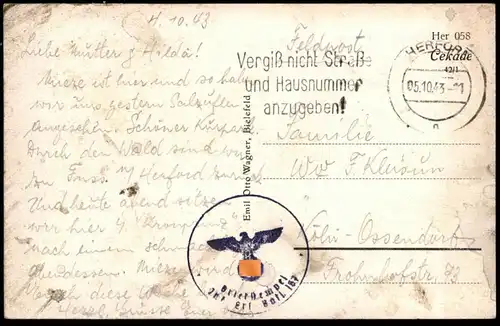 ALTE POSTKARTE HERFORD PANORAMA 1943 FELDPOST Briefstempel Inf. Ersatz Bataillon postcard cpa Ansichtskarte AK