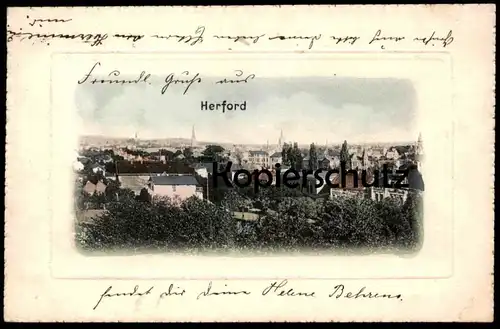 ALTE PASSEPARTOUT POSTKARTE BLICK AUF HERFORD PANORAMA TOTALANSICHT 1902 Total Gesamtansicht postcard cpa Ansichtskarte