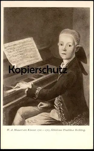 ALTE POSTKARTE WOLFGANG AMADEUS MOZART AM KLAVIER v. Franz Thaddäus Helbling Komponist Dichter musician postcard cpa AK