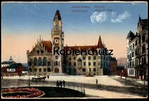 ALTE POSTKARTE SAARBRÜCKEN RATHAUS 1923 SARREBRUCK HOTEL DE VILLE postcard cpa Ansichtskarte AK