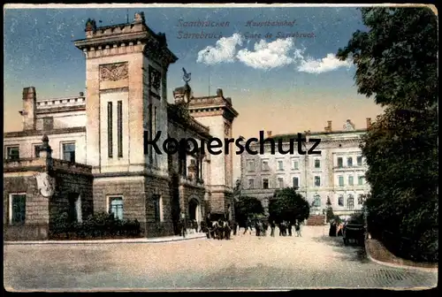 ALTE POSTKARTE SAARBRÜCKEN HAUPTBAHNHOF SARREBRUCK Bahnhof station gare postcard cpa Ansichtskarte AK
