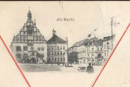 ALTE POSTKARTE GRUSS AUS PLAUEN SIEGEL THEATER SCHWARZER STEG MARKT seal sceau Prägekarte embossed cpa gaufrée gauffrée