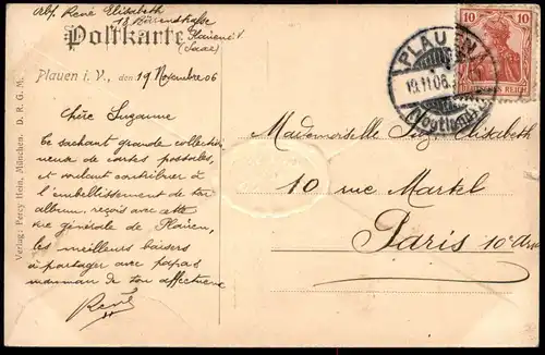 ALTE POSTKARTE GRUSS AUS PLAUEN SIEGEL THEATER SCHWARZER STEG MARKT seal sceau Prägekarte embossed cpa gaufrée gauffrée