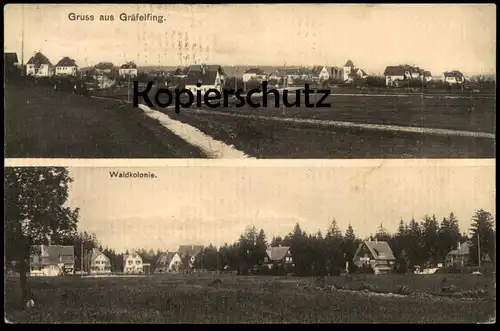 ALTE POSTKARTE GRUSS AUS GRÄFELFING WALDKOLONIE 1913 MÜNCHEN Ansichtskarte AK postcard cpa