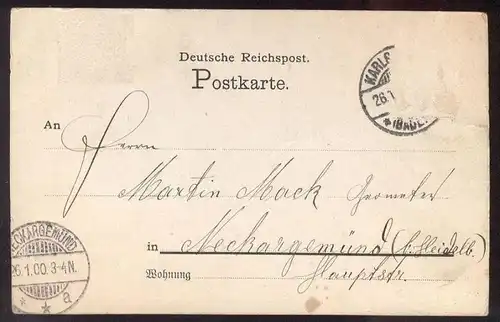 ALTE POSTKARTE GRUSS AUS KARLSRUHE FREIW. SANITÄTS-KOLONNE ambulance dog Hund chien ambulancier red cross Rotes Kreuz