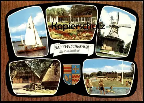 POSTKARTE BAD ZWISCHENAHN Segelboot sailing boat Mühle Windmühle molen moulin à vent wind mill Ansichtskarte postcard