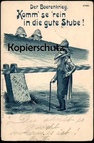 ALTE POSTKARTE BOERE BOERENKRIEG TRANSVAAL Burenkrieg Boerenoorlog Buren frontiere border Humor caricature postcard cpa