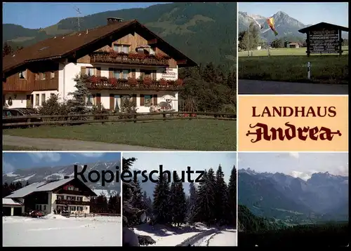 POSTKARTE FISCHEN IM ALLGÄU LANDHAUS ANDREA BURGI & JOHANNES MAYR Opel Flaggen Flagge flag Ansichtskarte AK postcard cpa