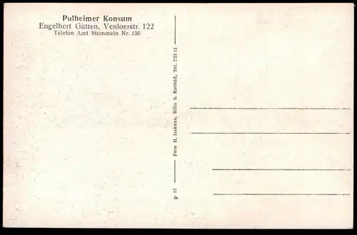 ALTE POSTKARTE GRUSS AUS PULHEIM BEI KÖLN BAHNHOF VENLOERSTRASSE PULHEIMER KONSUM E. GÜTTEN AMT STOMMELN station gare AK