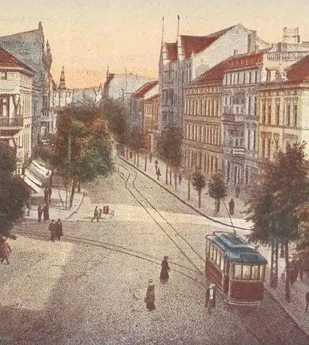 ALTE POSTKARTE TILSIT HOHE STRASSE STRASSENBAHN Tram Tramway Sowetsk Kaliningrad Ostpreussen cpa postcard Ansichtskarte