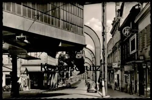 ALTE POSTKARTE WUPPERTAL VOHWINKEL AM SCHWEBEBAHNHOF BAHNHOF SCHWEBEBAHN HOTEL ZUR KRONE FRISEUR SCHMITZ