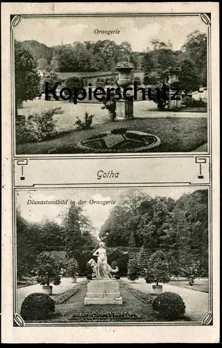 ALTE POSTKARTE GOTHA ORANGERIE DIANASTANDBILD Diana Denkmal Monument Garten garden jardin Ansichtskarte AK postcard cpa