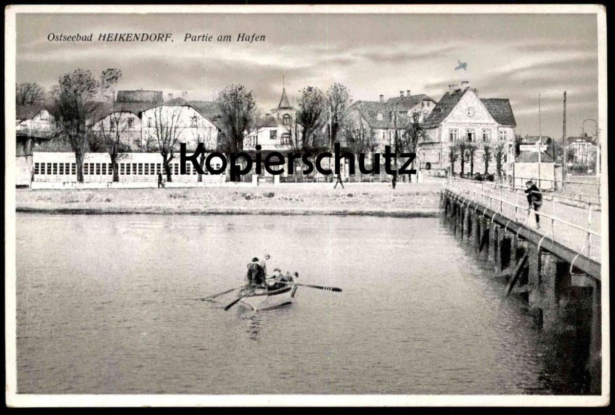 ALTE POSTKARTE KIEL HEIKENDORF PARTIE AM HAFEN RATHAUS