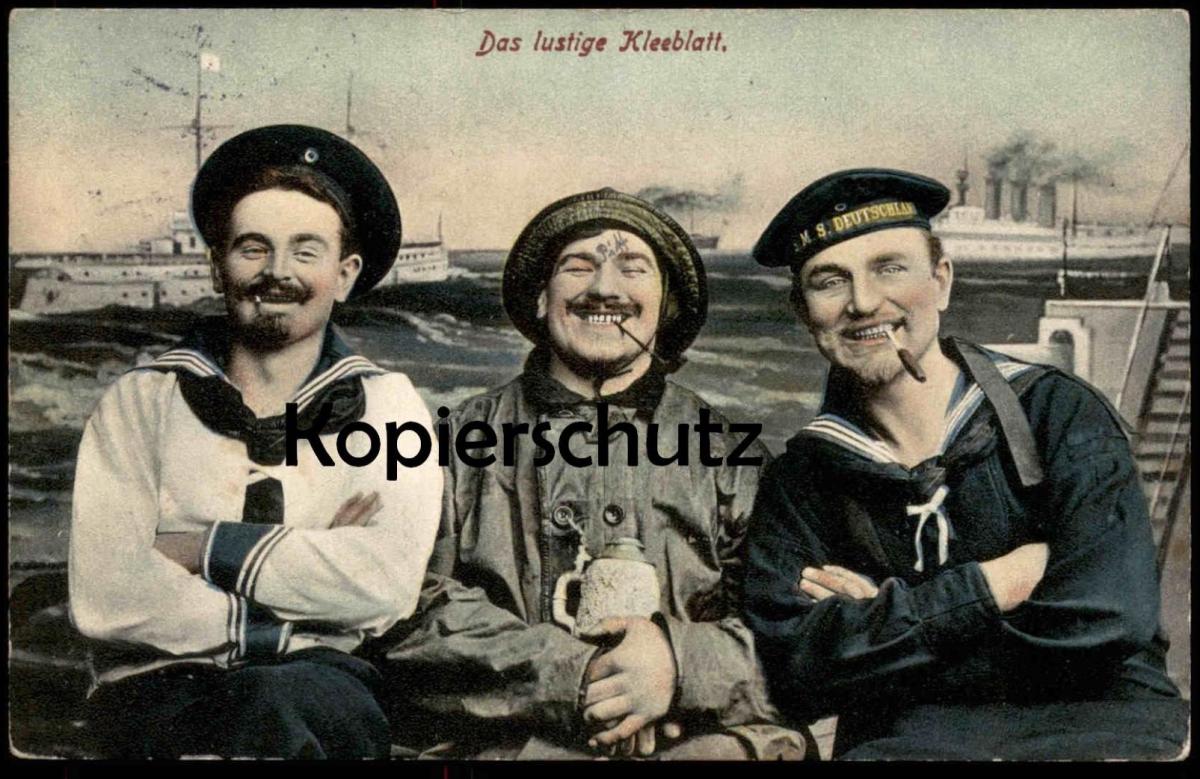 Alte Postkarte Das Lustige Kleeblatt Matrosen Sailor Seamen M S Deutschland Ship Steamship Dampfer Bier Ansichtskarte Nr Oldthing An