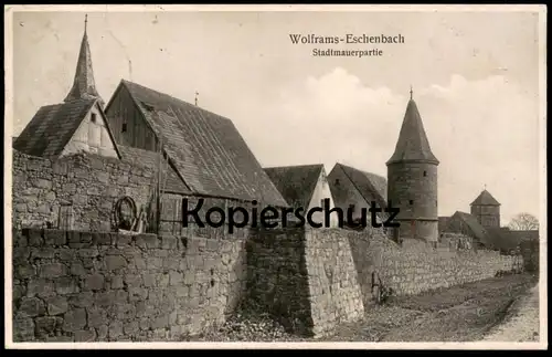 ALTE POSTKARTE WOLFRAMS-ESCHENBACH STADTMAUERPARTIE 1926 Stadtmauer Obereschenbach bei Ansbach city wall rempart cpa AK