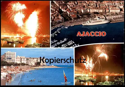 POSTKARTE AJACCIO CORSE DU SUD FEUERWERK FIREWORKS feu d'artifice bei Nacht by night nuit Korsika Corsica cpa postcard
