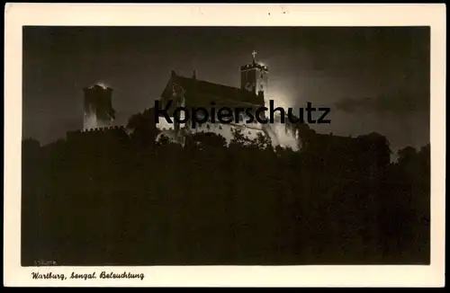 ALTE POSTKARTE WARTBURG BEI NACHT BENGALISCHE BELEUCHTUNG ANGESTRAHLTE BURG EISENACH BY NIGHT nuit cpa postcard AK