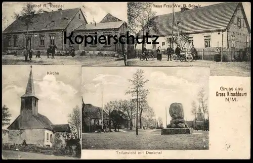ALTE POSTKARTE GRUSS AUS GROSS KIRSCHBAUM Motorrad motorbike moto Jemiolow Lagow Petersdorf Lebus Oststernberg Neumark