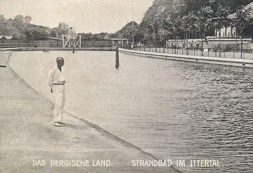 ALTE POSTKARTE STRANDBAD IM ITTERTAL SOLINGEN DAS BERGISCHE LAND SCHWIMMBAD PISCINE SWIMMING POOL BAD BATH Ansichtskarte