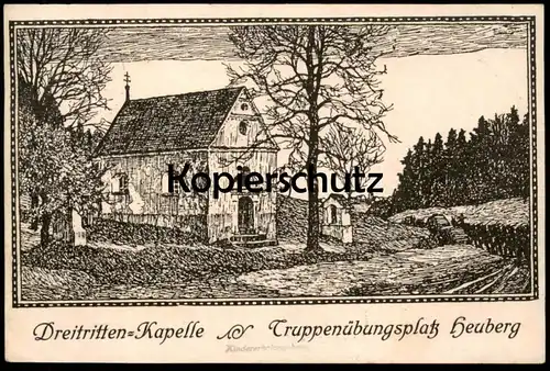 ALTE KÜNSTLER POSTKARTE DREITRITTEN KAPELLE TRUPPENÜBUNGSPLATZ HEUBERG STETTEN 1925 Ansichtskarte AK cpa postcard