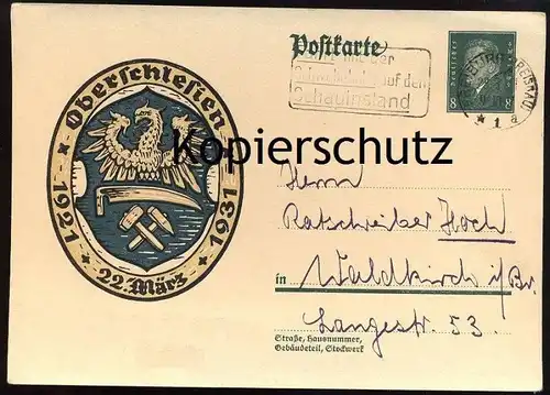 ALTE POSTKARTE GANZSACHE OBERSCHLESIEN SCHLESIEN SLASK SCHLÄSING 22. März 1921 - 1931 stamped paper entier postal