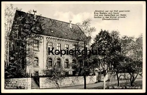 ALTE POSTKARTE NIEHEIM IN WESTFALEN WOHNHAUS FRIEDRICH WILHELM WEBER Dichter Poet Brakel Marienmünster Steinheim AK cpa