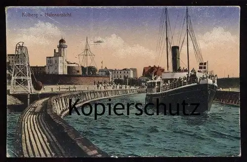 ALTE POSTKARTE KOLBERG HAFENANSICHT 1925 COLBERG KOLOBRZEG POMMERN SCHIFF SHIP 1925 postcard cpa AK Ansichtskarte