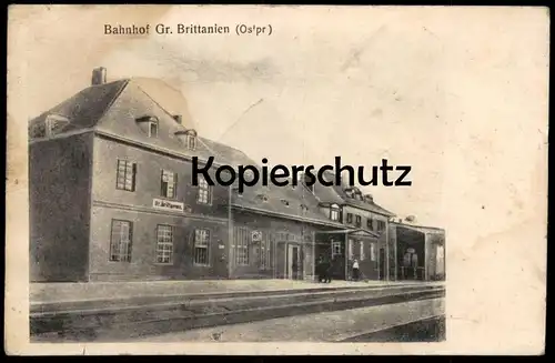 ALTE POSTKARTE BAHNHOF GROSS BRITTANIEN OSTPREUSSEN Schtscheglowka Kaliningrad Heinrichswalde Britanija Seckenburg AK