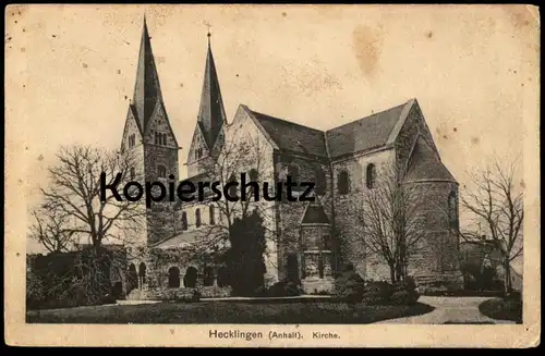 ALTE POSTKARTE HECKLINGEN ANHALT KIRCHE 1931 bei Stassfurt Bernburg church église Ansichtskarte AK cpa postcard