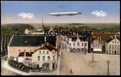 ALTE POSTKARTE JEVER PANORAMA MIT ZEPPELIN LUFTSCHIFF 1916 airship dirigible dirigeable Ansichtskarte postcard cpa