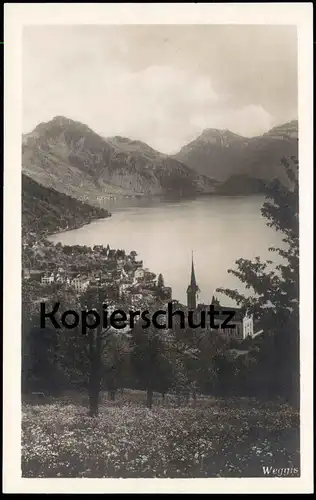 ALTE POSTKARTE WEGGIS KIRCHE PANORAMA TOTAL TOTALE Totalansicht Rigi Kanton Luzern cpa postcard AK Ansichtskarte