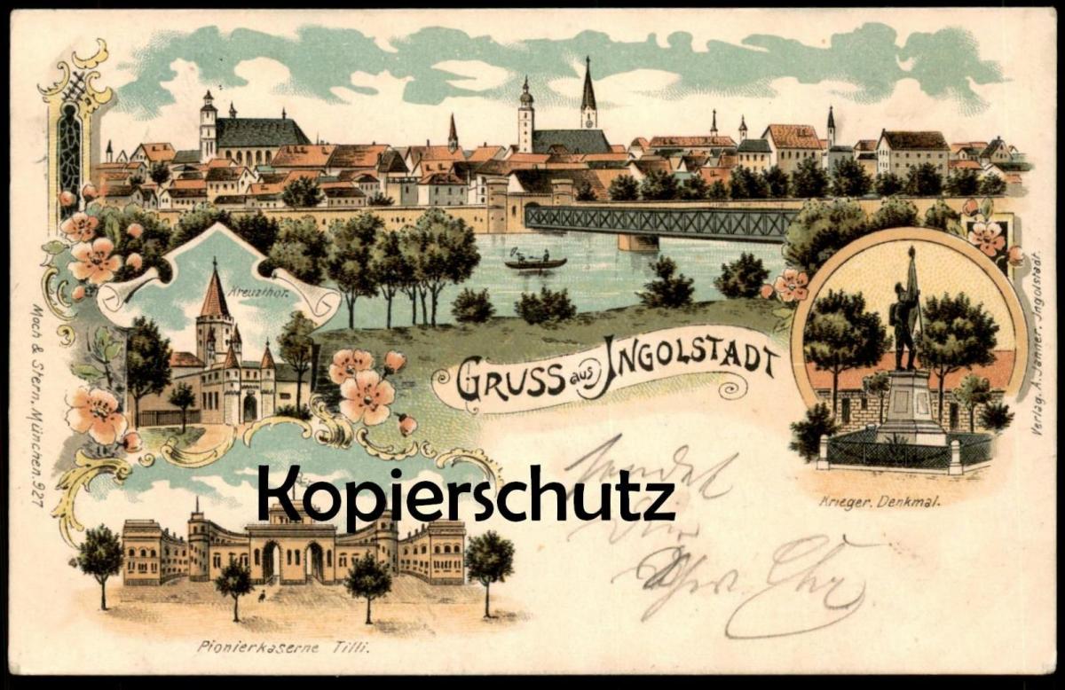 ALTE LITHO POSTKARTE GRUSS AUS INGOLSTADT 1899