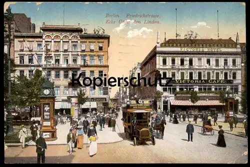 ALTE POSTKARTE HOTEL VICTORIA BERLIN UNTER DEN LINDEN Polizist Allgemeine Berliner Omibus Aktiengesellschaft Linie 4 cpa