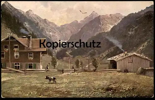 ALTE KÜNSTLER POSTKARTE SPIELMANNSAU BEI OBERSTDORF 1917 Ziege goat chèvre postcard cpa Ansichtskarte AK