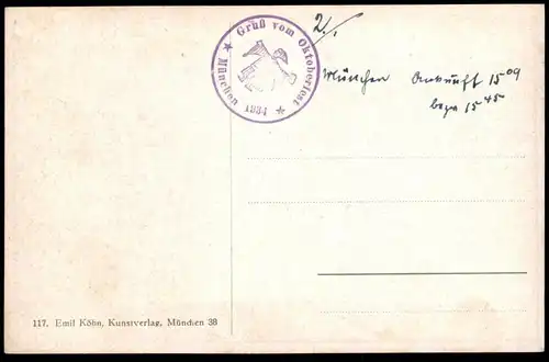 ALTE POSTKARTE MÜNCHEN GRUSS VOM OKTOBERFEST 1934 HEIMKEHR VON DER WIESN KÜNSTLER AK Emil Köhn cpa postcard