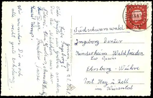 ÄLTERE POSTKARTE GREVEN WESTFALEN BRÜCKE ÜBER DIE EMS 1961 bridge pont Ansichtskarte AK cpa postcard