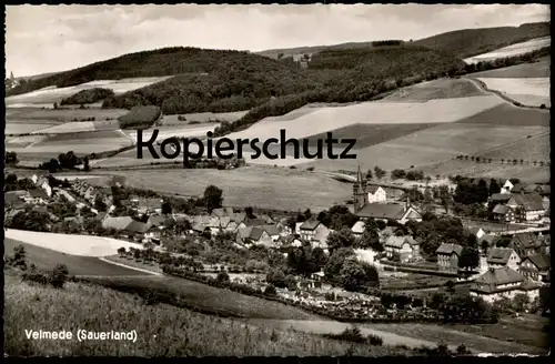 ÄLTERE POSTKARTE VELMEDE TOTALANSICHT Bestwig bei Arnsberg Sauerland Friedhof cemetery graveyard cimetière postcard